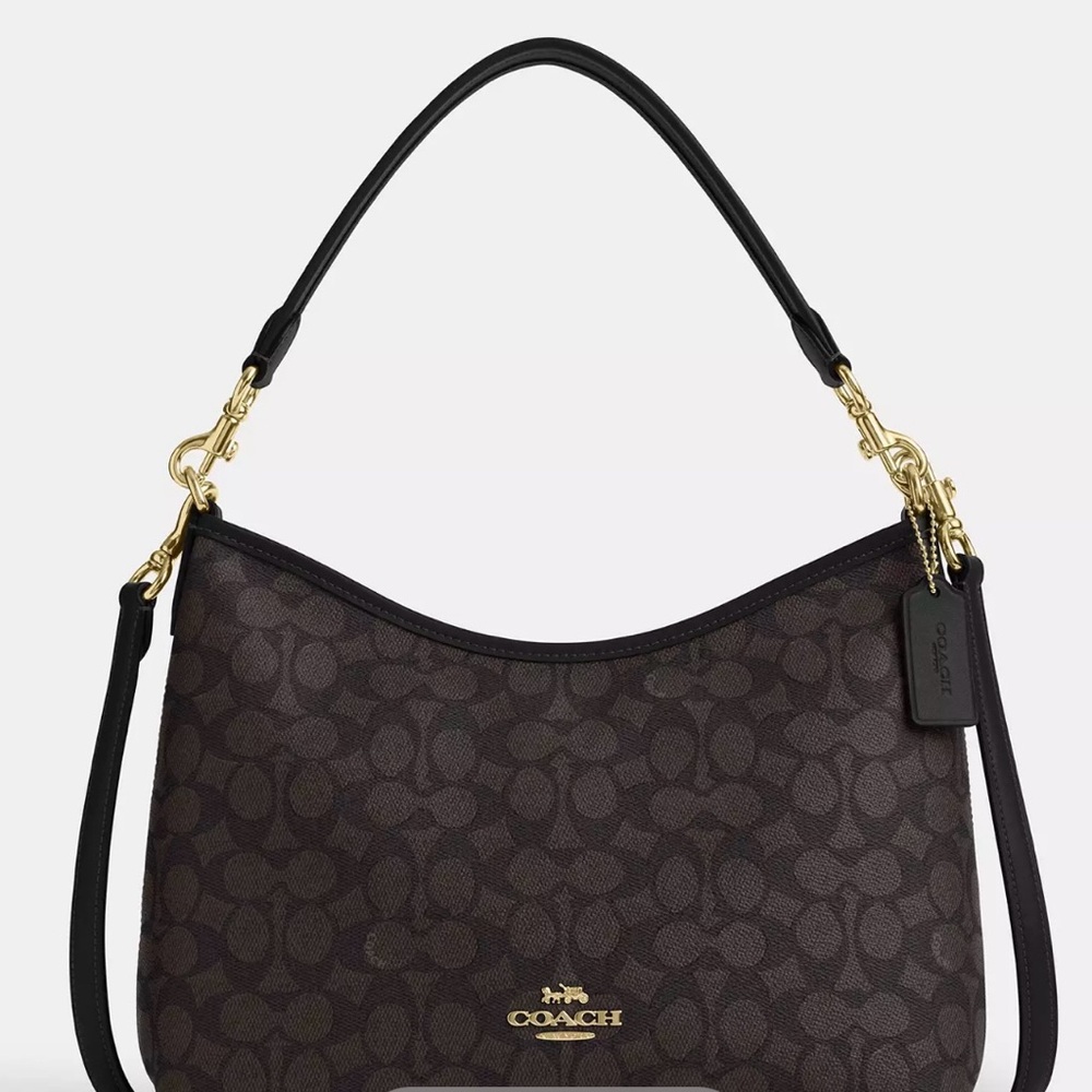 Coach Black and Brown Signature Shoulder Bag